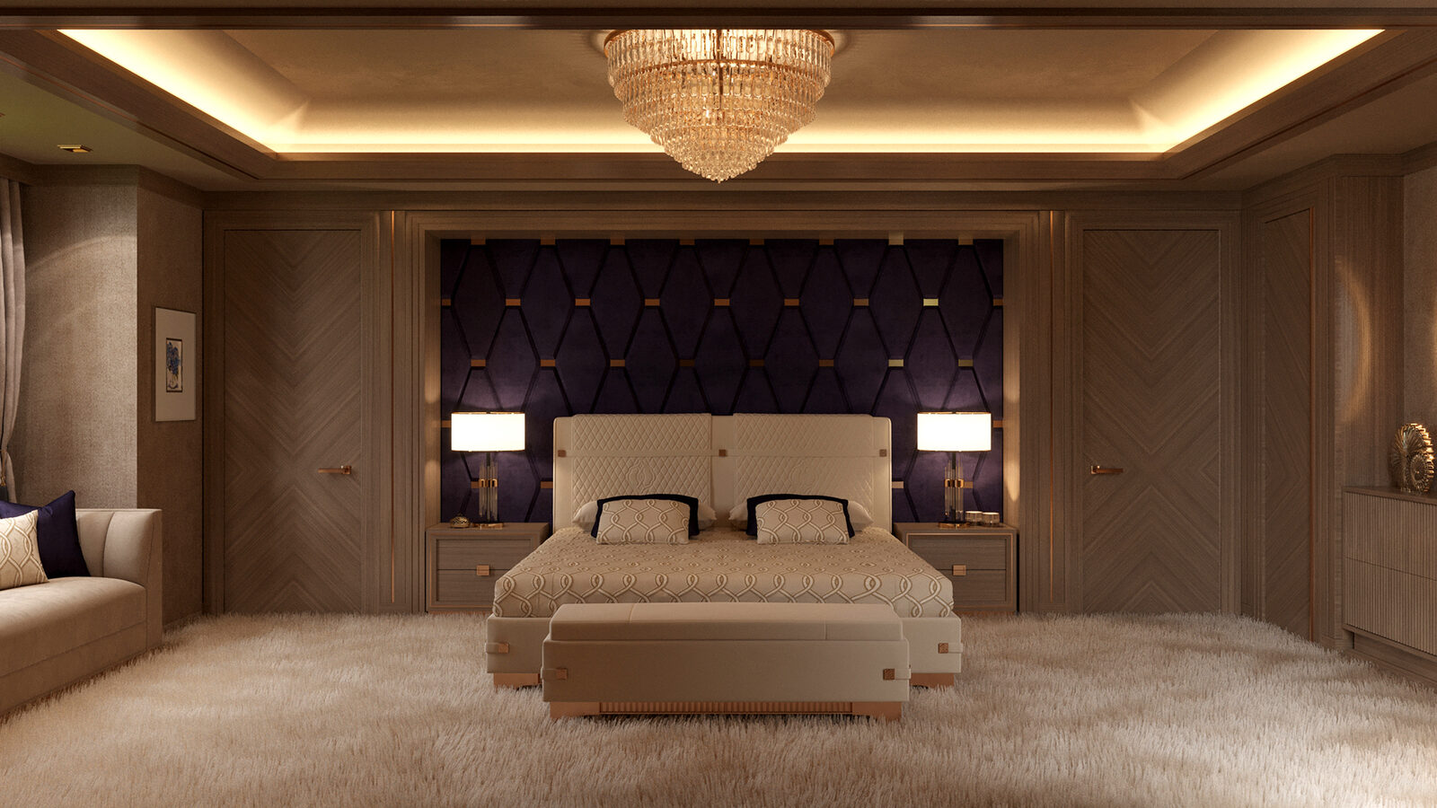 Master suite with fireplace