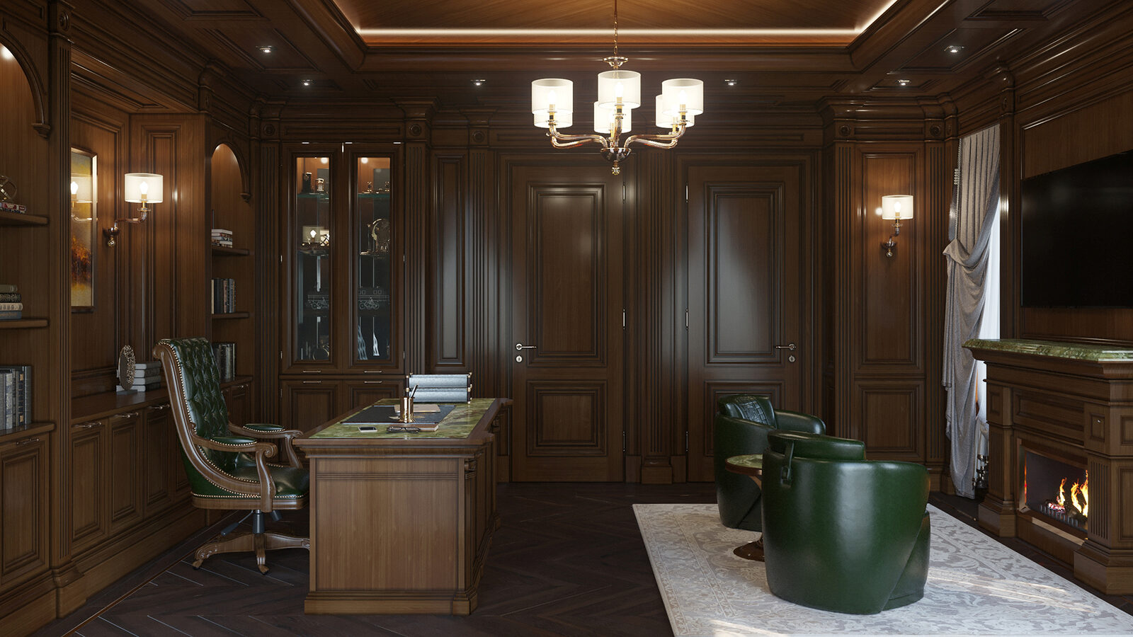 Library with executive desk