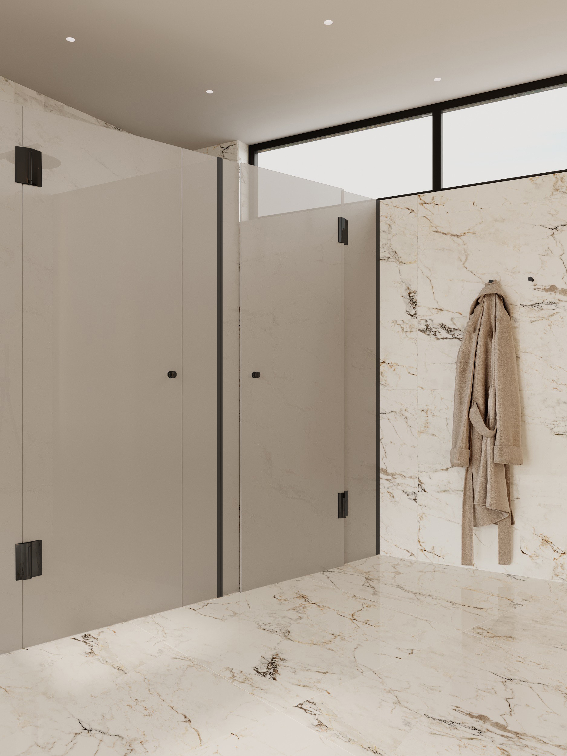 Master bathroom detail at Benbow Road West Vancouver by Eurohouse Studio