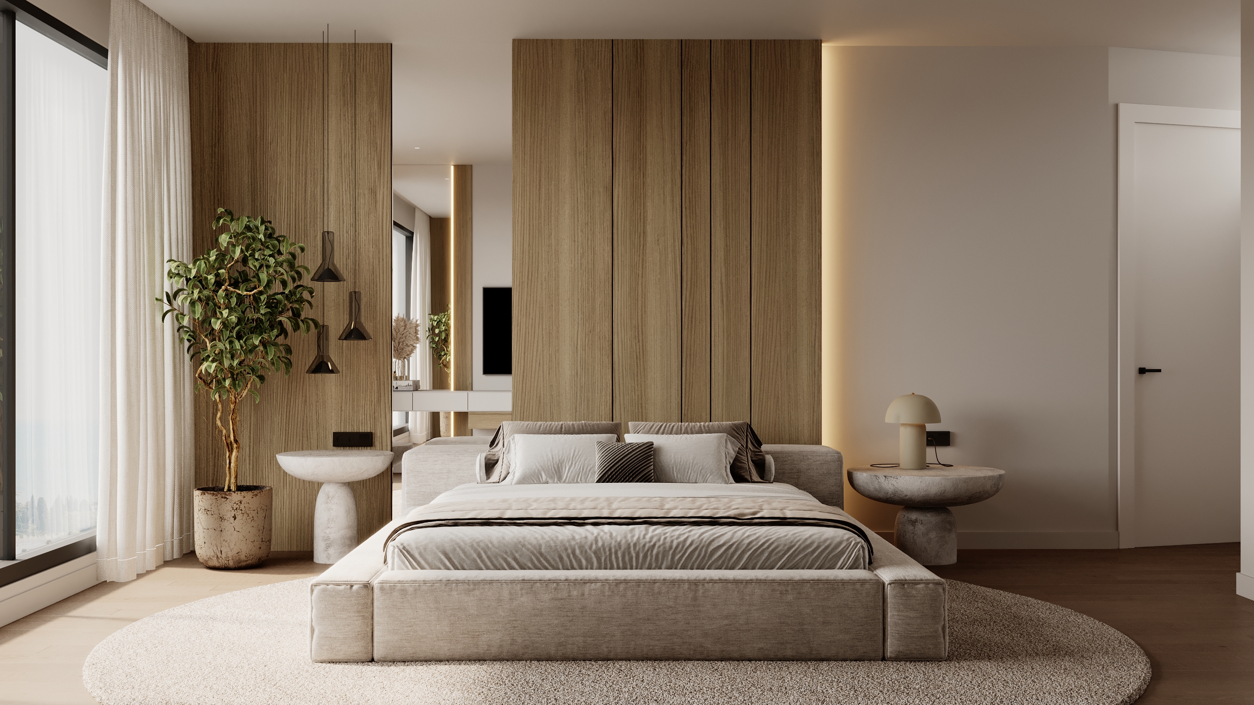 Master bedroom detail at Benbow Road West Vancouver by Eurohouse Studio