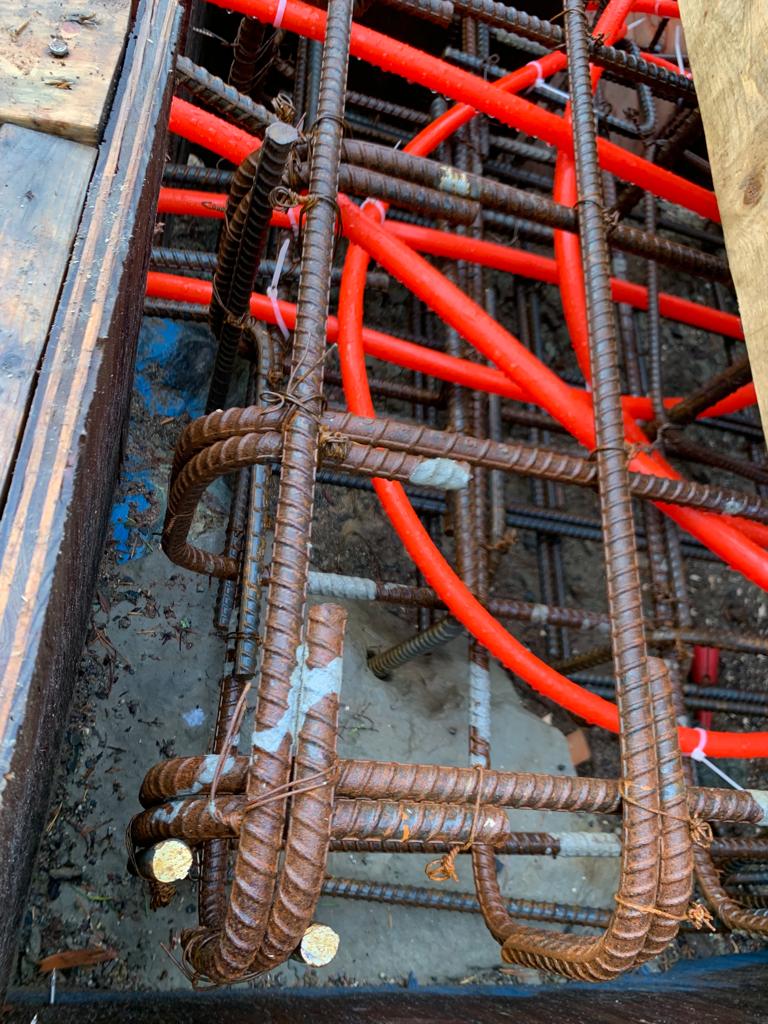 PEX coils staged at site