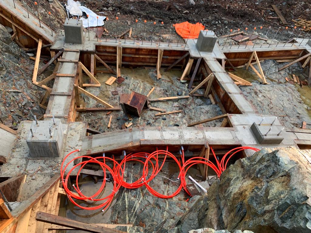 PEX tubing in rebar grid