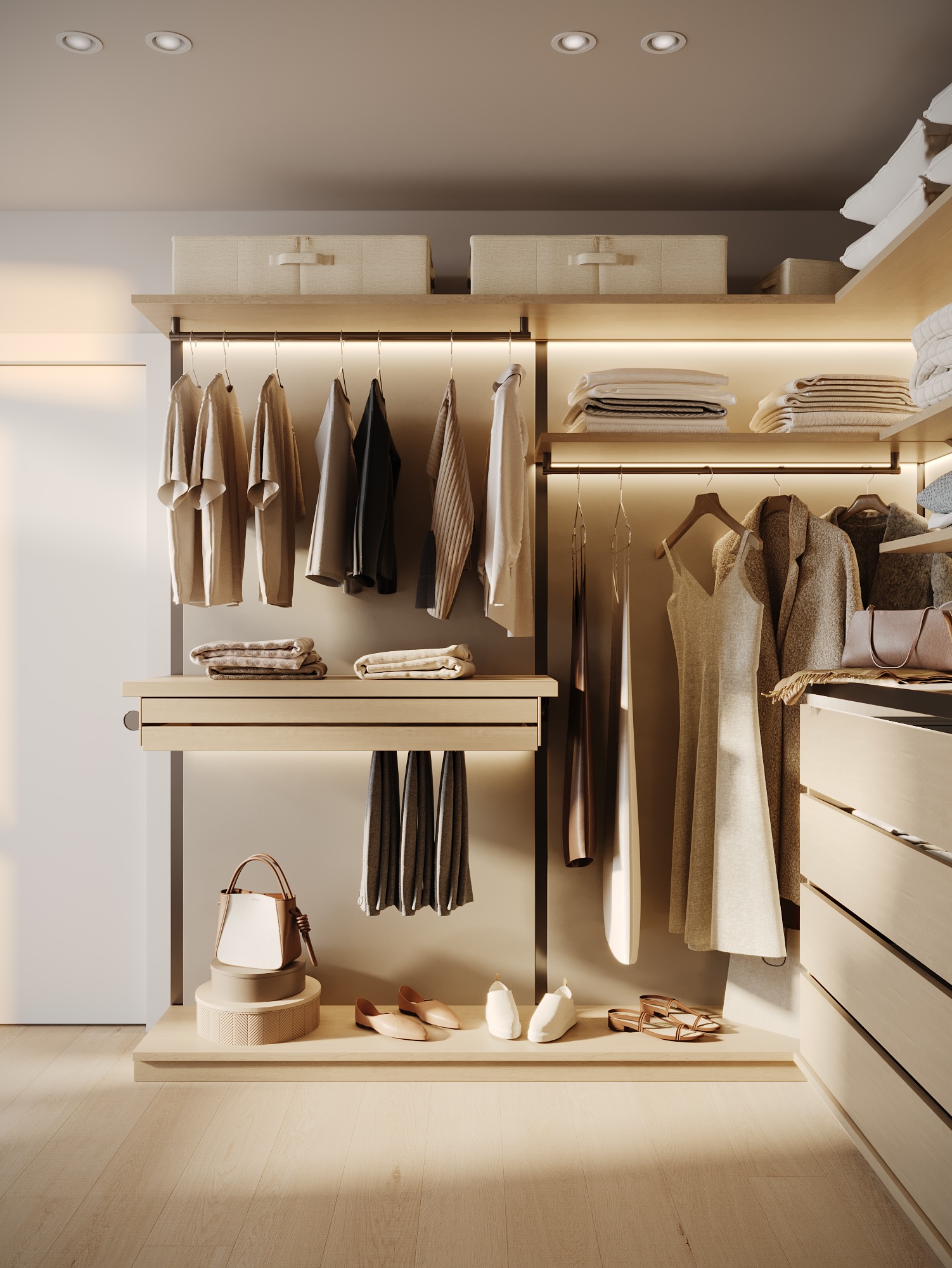 Walk-in closet full view at Lawson West Vancouver by Eurohouse Studio