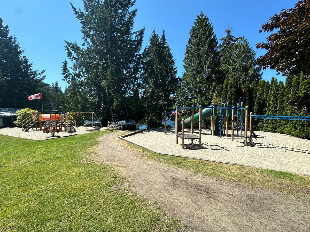 Lions Bay Beach Park before construction — aging playground structures