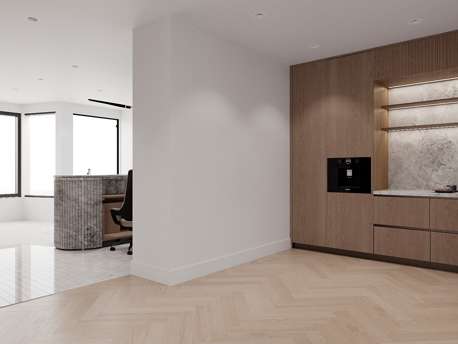 Pierwell interior — display area with marble surfaces