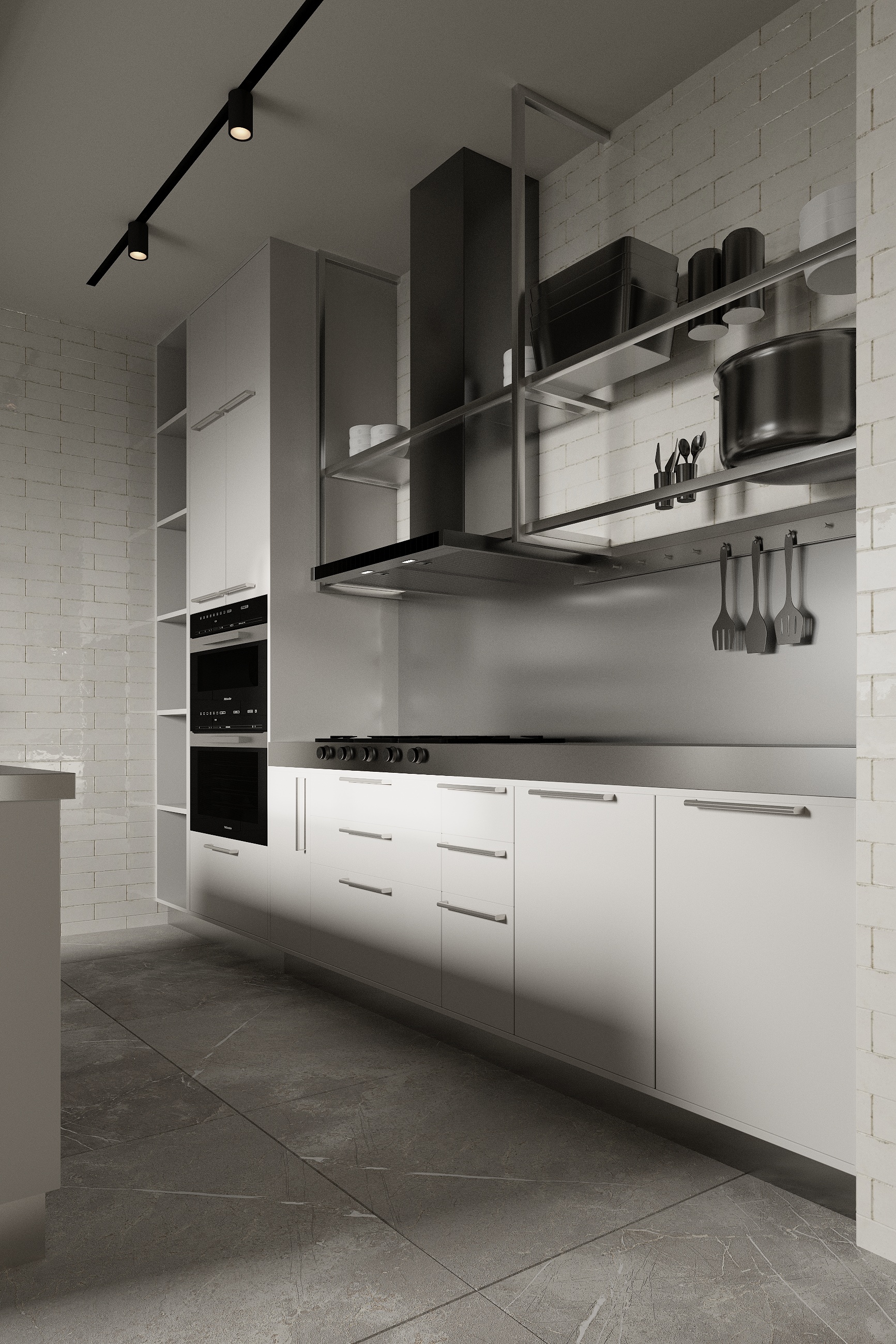 Wok kitchen fourth view at Scandinavian barn house West Vancouver by Eurohouse Construction