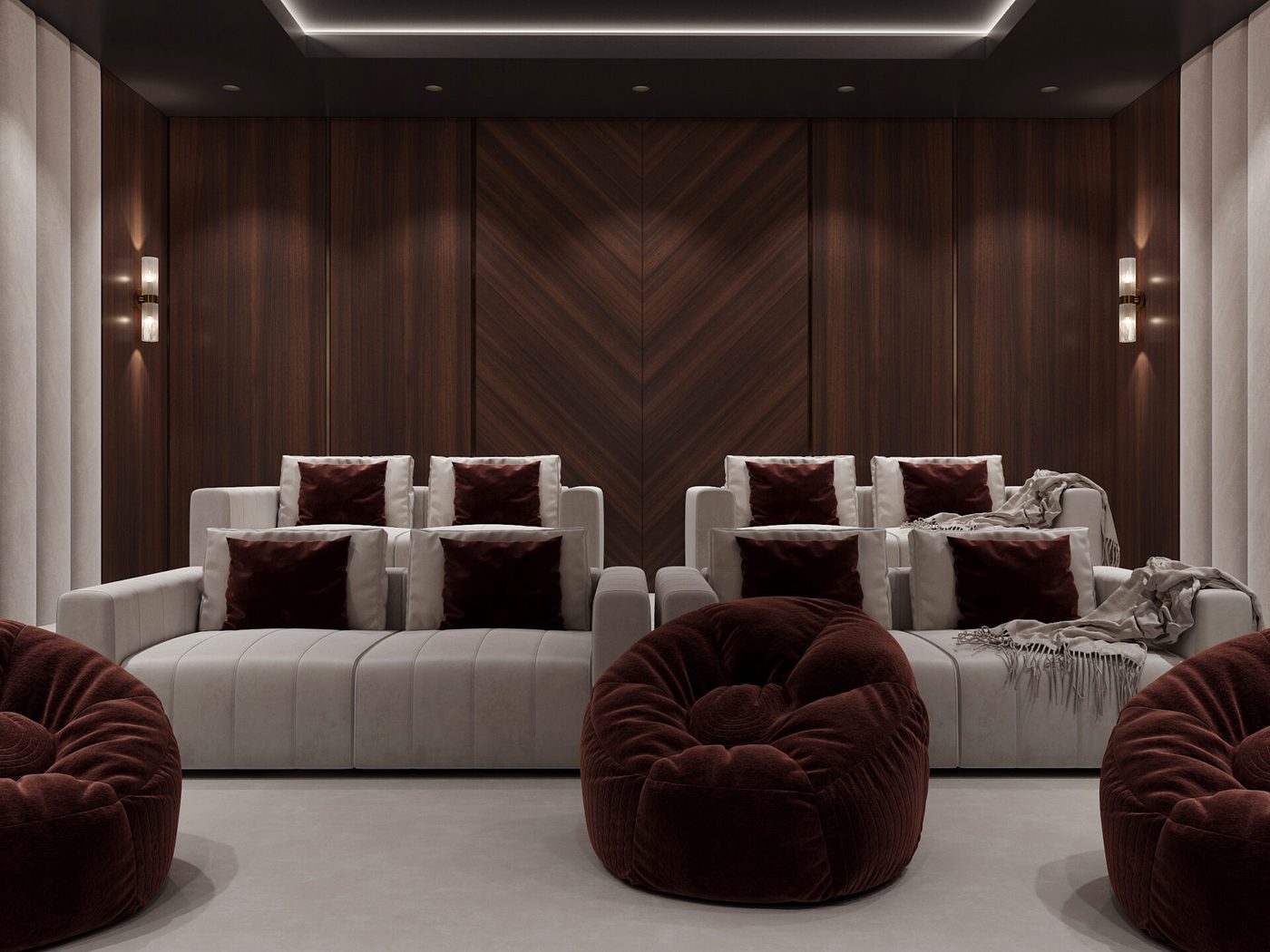 Private cinema wide view at Wingline House by Eurohouse Studio